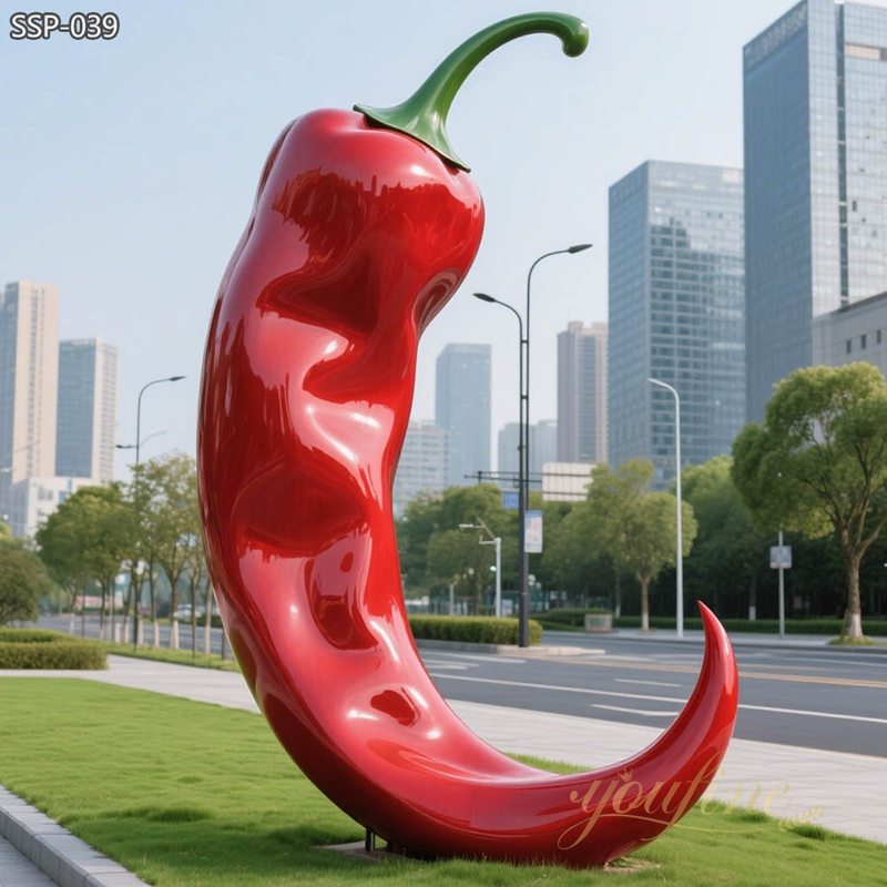 Large Stainless Steel Chili Pepper Sculpture for Outdoor SSP-039