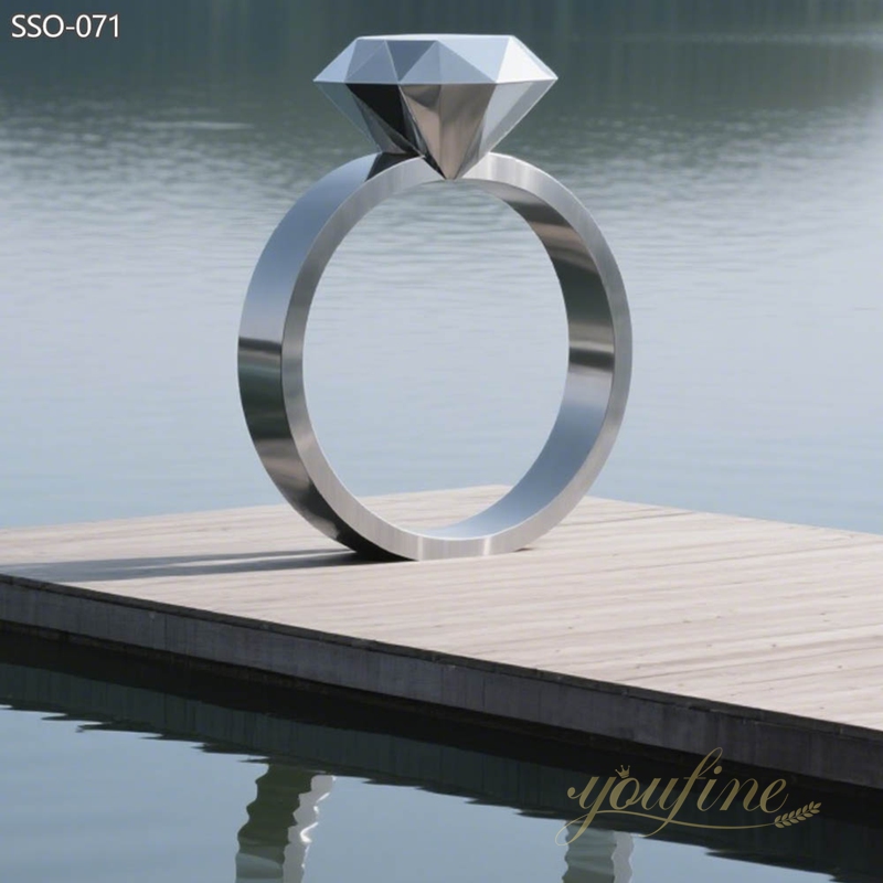 Modern Outdoor Art Stainless Steel Diamond Ring Sculpture SSO-071 - Square Sculpture - 4