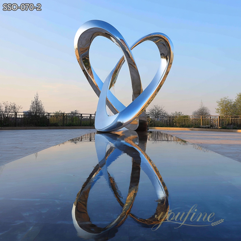 modern Stainless Steel Mirror Large Abstract Heart Sculpture