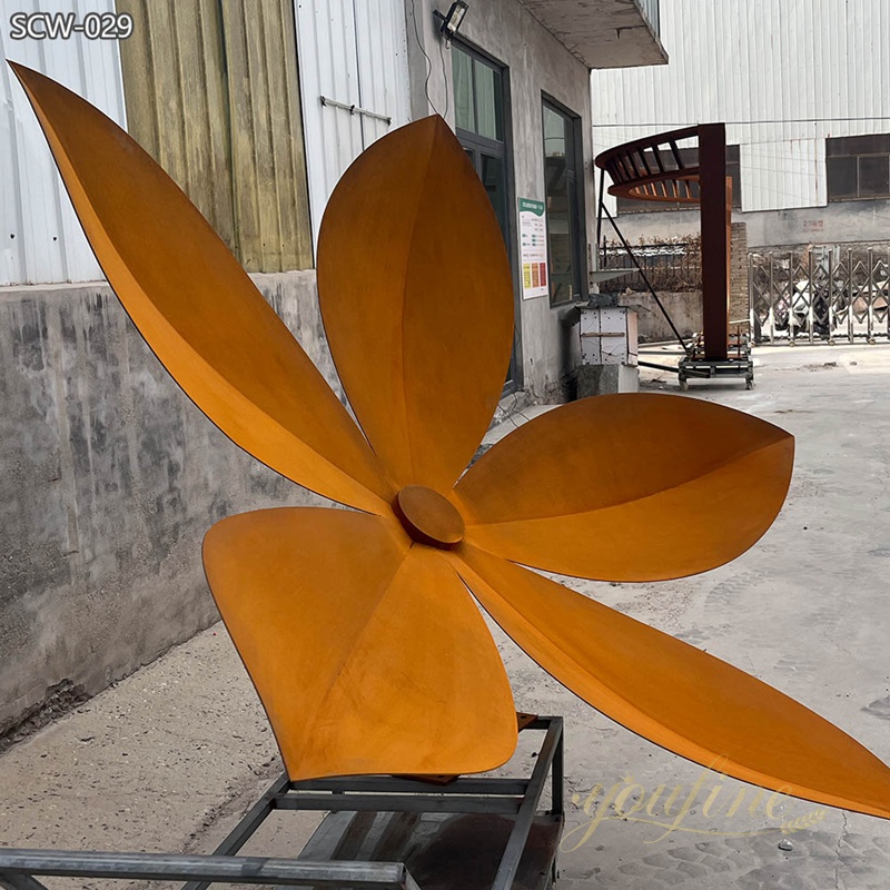Corten Steel Abstract Flower Sculpture for Lawn SCW-029 - Corten Steel Sculpture - 2