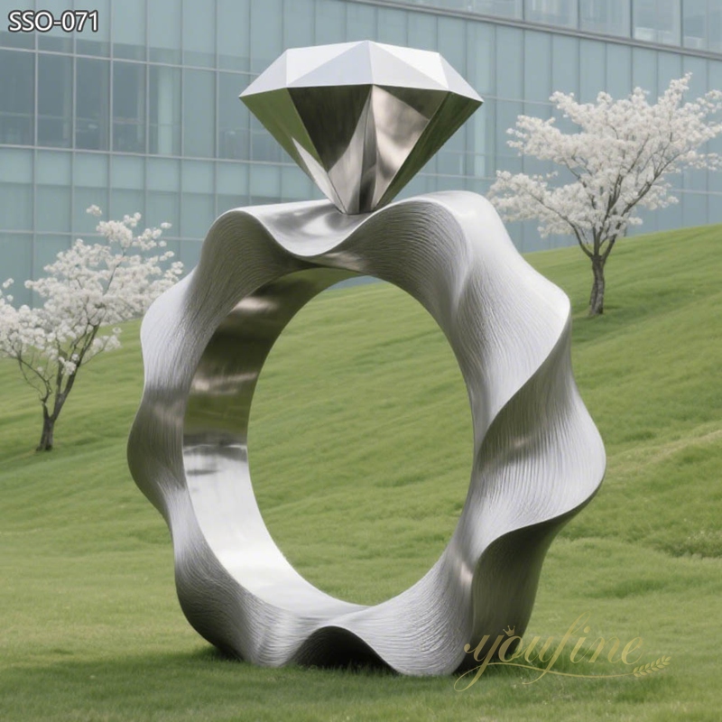 Modern Outdoor Art Stainless Steel Diamond Ring Sculpture SSO-071 - Square Sculpture - 7