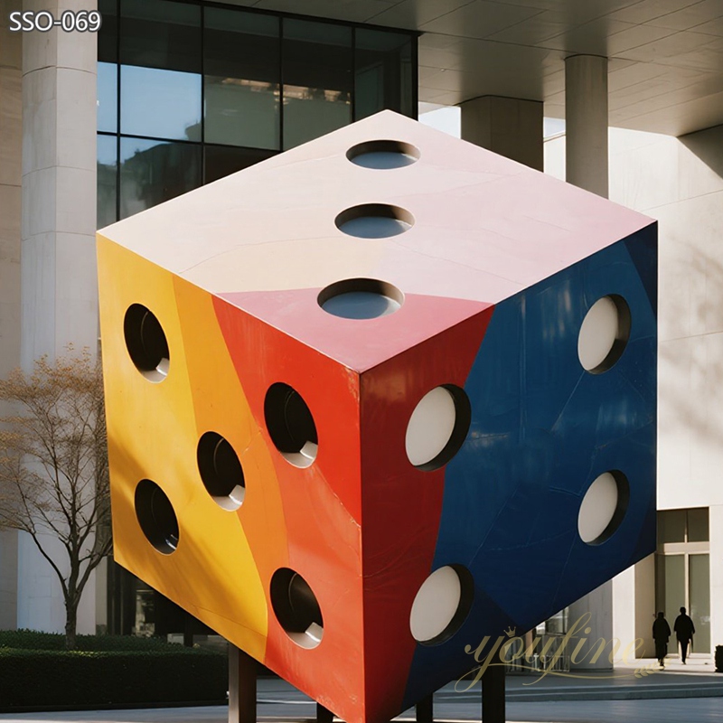 large colorful Outdoor Stainless Steel Art Dice Sculpture