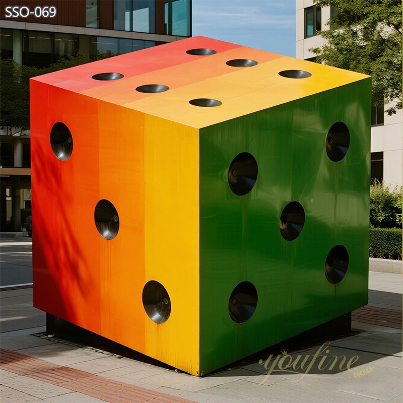 large colorful Stainless Steel Art Dice Sculpture
