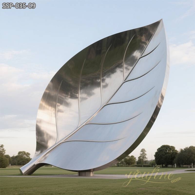 stainless steel giant leaf sculpture