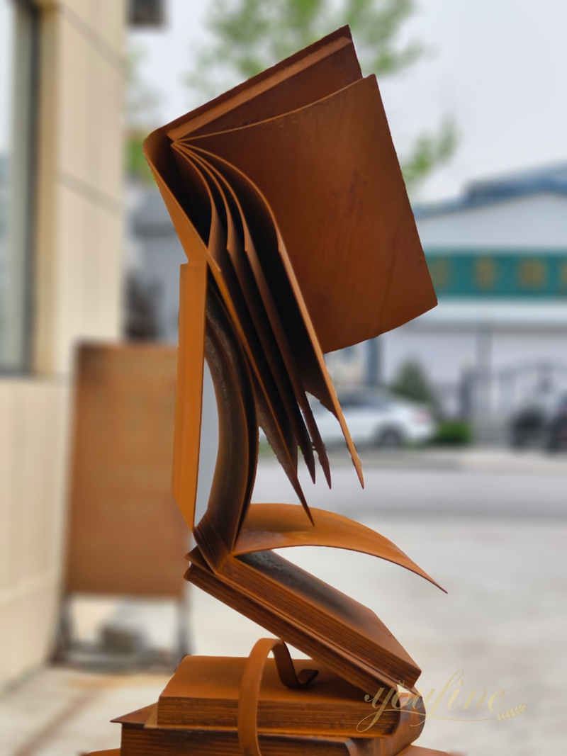 Large Corten Steel Book Art Sculptures for Lawn SCW-027 - Large Corten Sculpture - 5
