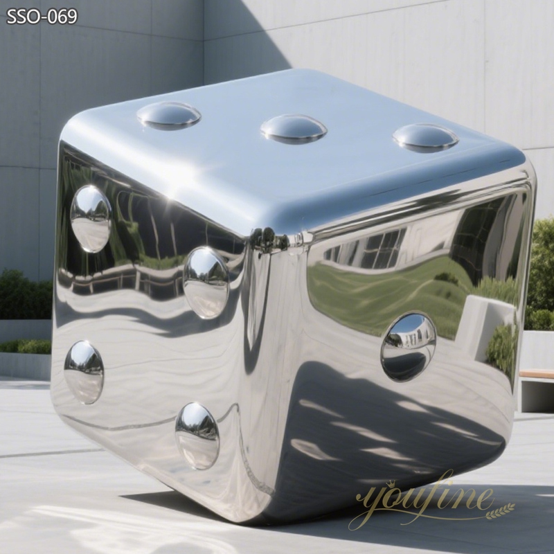 large mirror polish Outdoor Stainless Steel Art Dice Sculpture