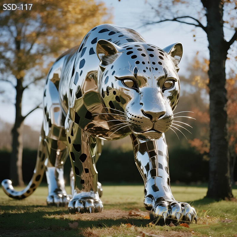 Modern Outdoor Life-Size Leopard Statue SSD-117 - Metal Animal Sculpture - 4