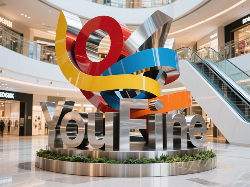 modern shopping mall logo sculpture