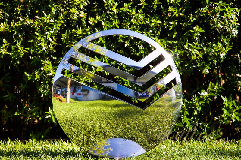outdoor stainless steel logo sculpture