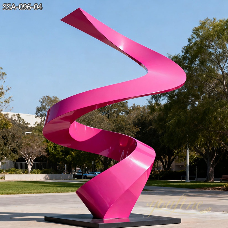 Custom Modern Abstract Stainless Steel Pink Sculpture SSA-096 - Metal Abstract Sculpture - 4 large Abstract Pink Sculpture