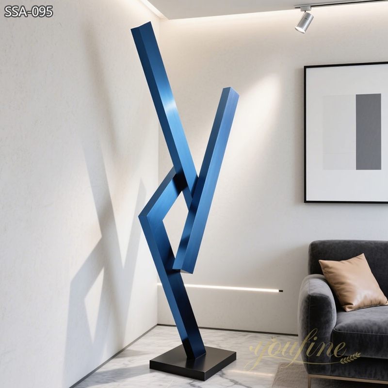 modern BLUE Floor Standing Metal Sculptures
