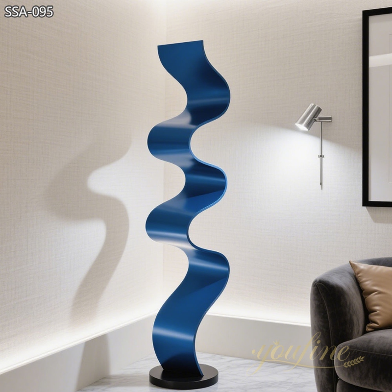 abstract BLUE Modern Floor Standing Metal Sculptures