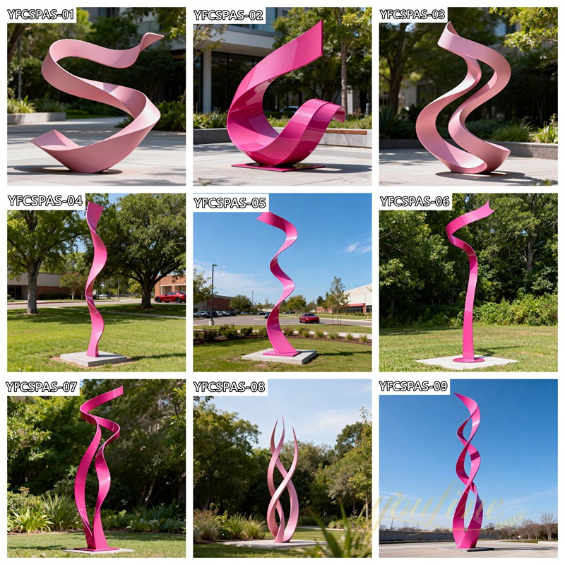 Custom Modern Abstract Stainless Steel Pink Sculpture SSA-096 - Metal Abstract Sculpture - 5 modern Custom Abstract Stainless Steel Pink Sculpture