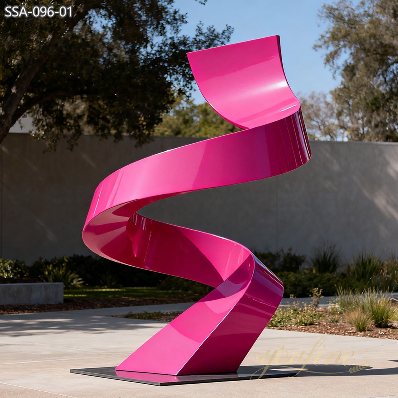 Custom Modern Abstract Stainless Steel Pink Sculpture SSA-096