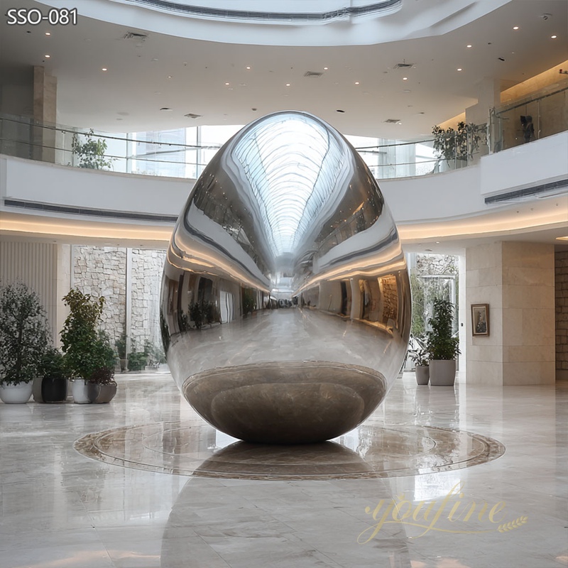 large Modern Metal Egg Sculpture