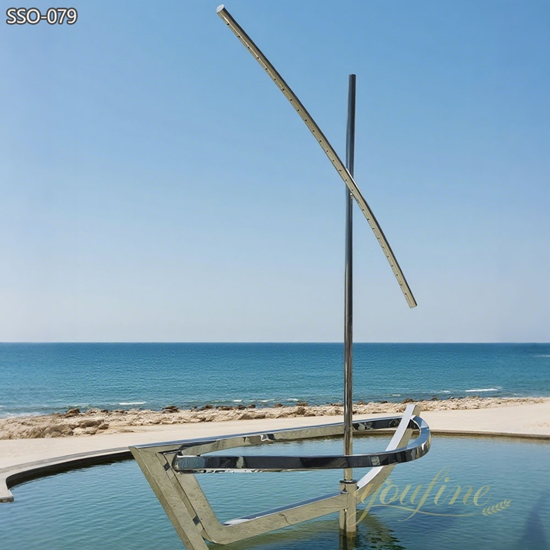 Modern Stainless Steel Sailboat Sculpture for Outdoor Water Features SSO-079