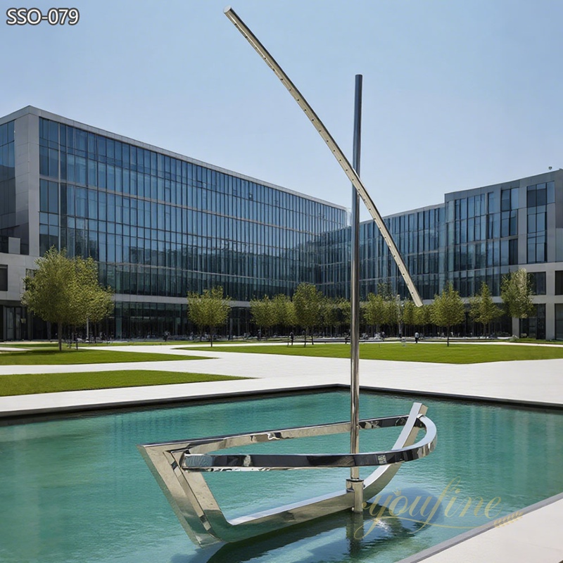 abstract Modern Stainless Steel Sailboat Sculpture for Outdoor