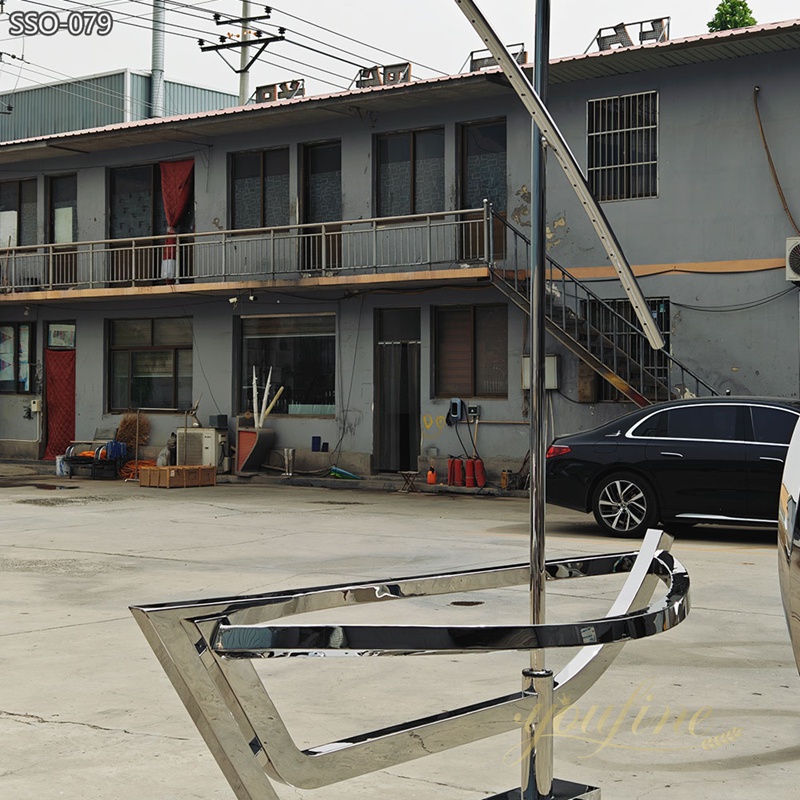 abstract Modern Stainless Steel Sailboat Sculpture