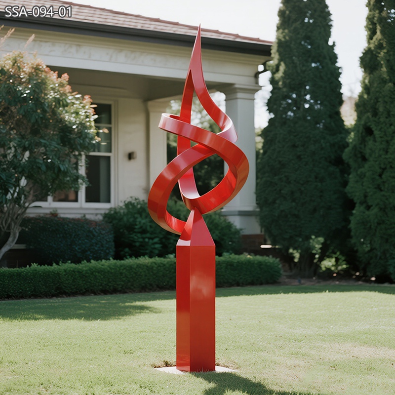 Modern Metal Red Outdoor Sculptures for Villa Garden