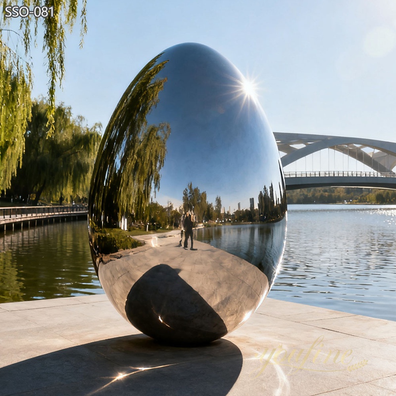 large Outdoor Modern Metal Egg Sculpture