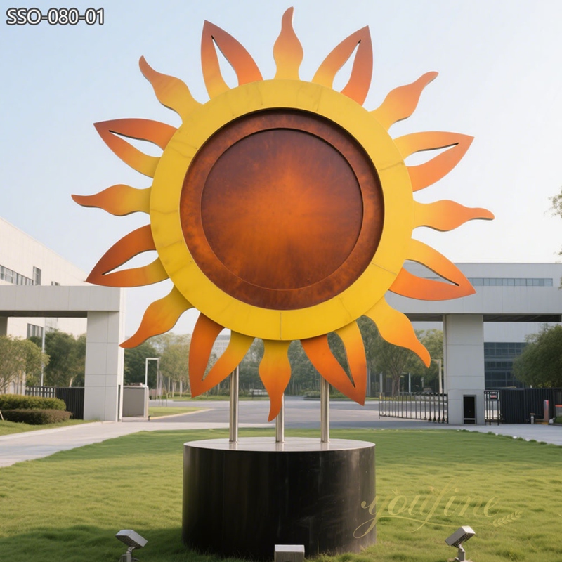 modern Stainless Steel Sun Sculpture for Outdoor