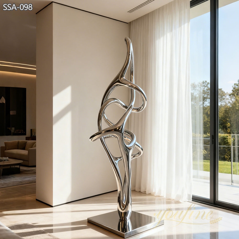modern Stainless Steel Tall Indoor Sculpture