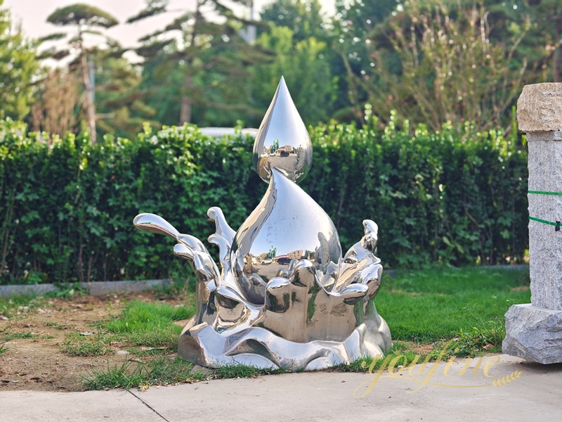 Stainless Steel Modern Water Drop and Wave Sculpture - Mirror Stainless Steel Sculpture - 1 large Stainless Steel Modern Water Drop and Wave Sculpture
