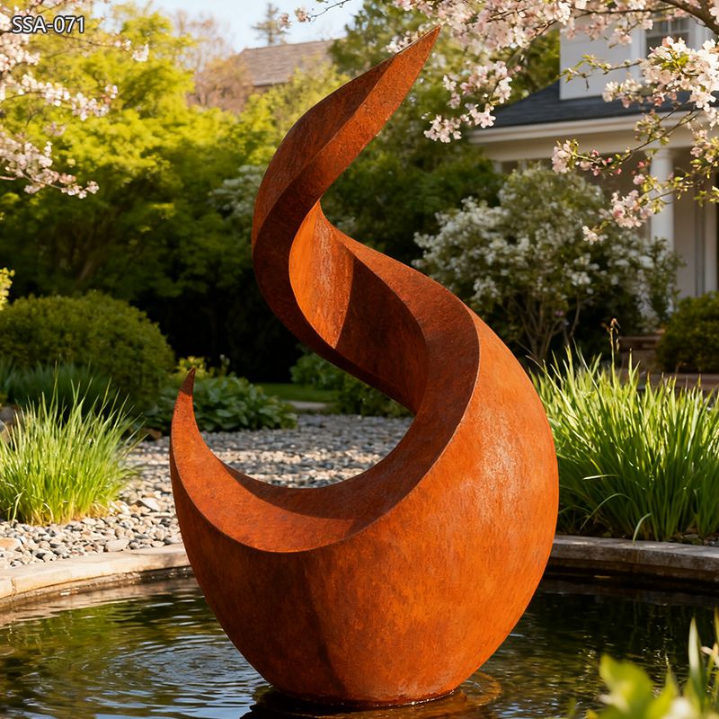 large corten steel Abstract Rising Water Feature Sculpture
