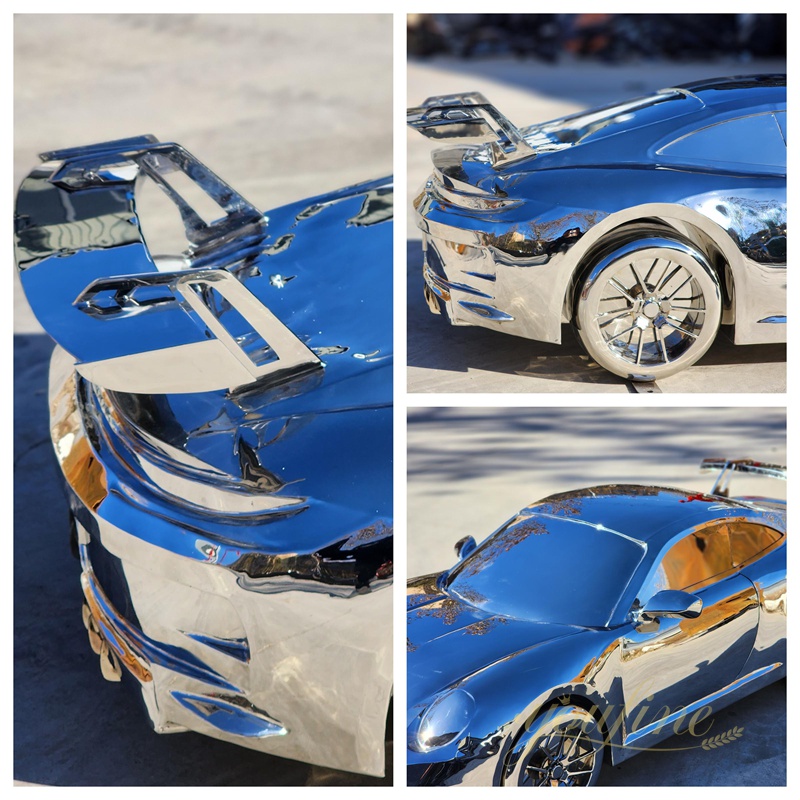 Modern Mirror Stainless Steel Sports Car Sculpture SSO-077 - Mirror Stainless Steel Sculpture - 3 large modern Stainless Steel Car Sculpture
