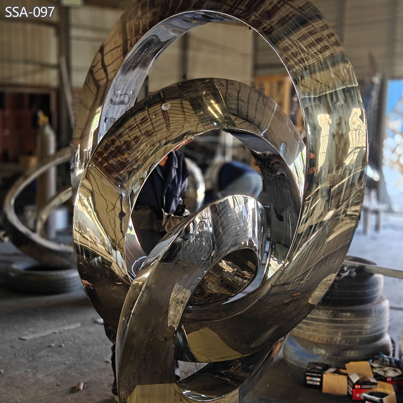 Stainless Steel Entanglements Sculpture for Courtyard SSA-097 - Metal Abstract Sculpture - 6 youfine modern Stainless Steel Entanglements Sculpture