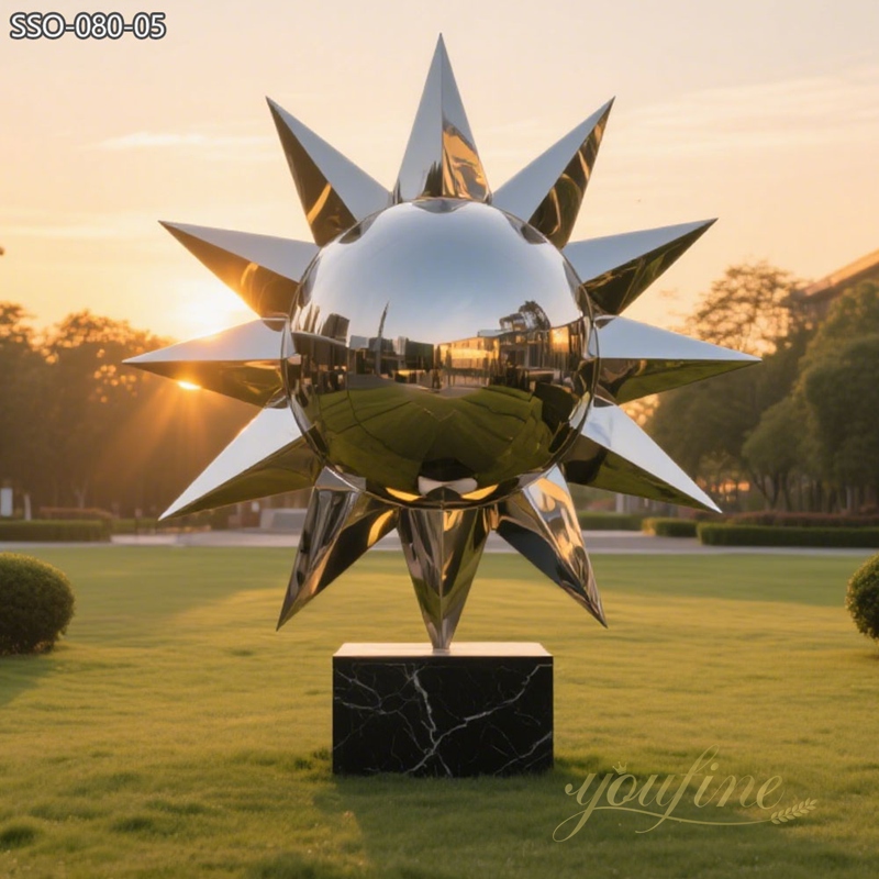 modern mirror polish Stainless Steel Sun Sculpture