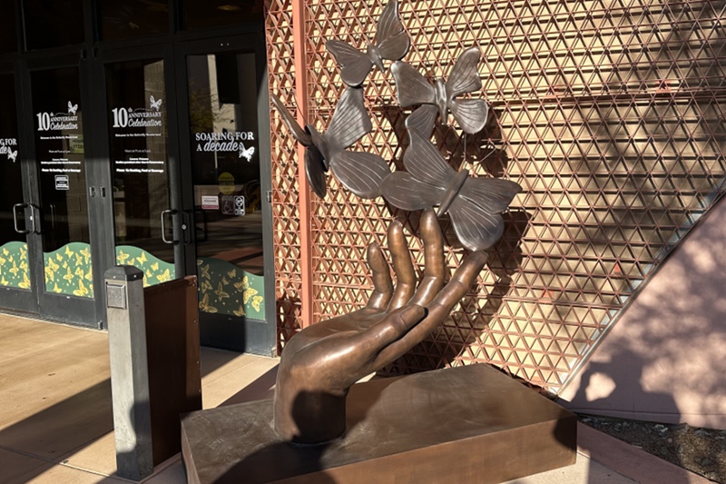 American Amusement Park Sculpture Project - - 7 large modern hand and butterfly sculpture