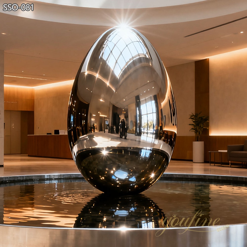large modern indoor Stainless Steel Egg Sculpture