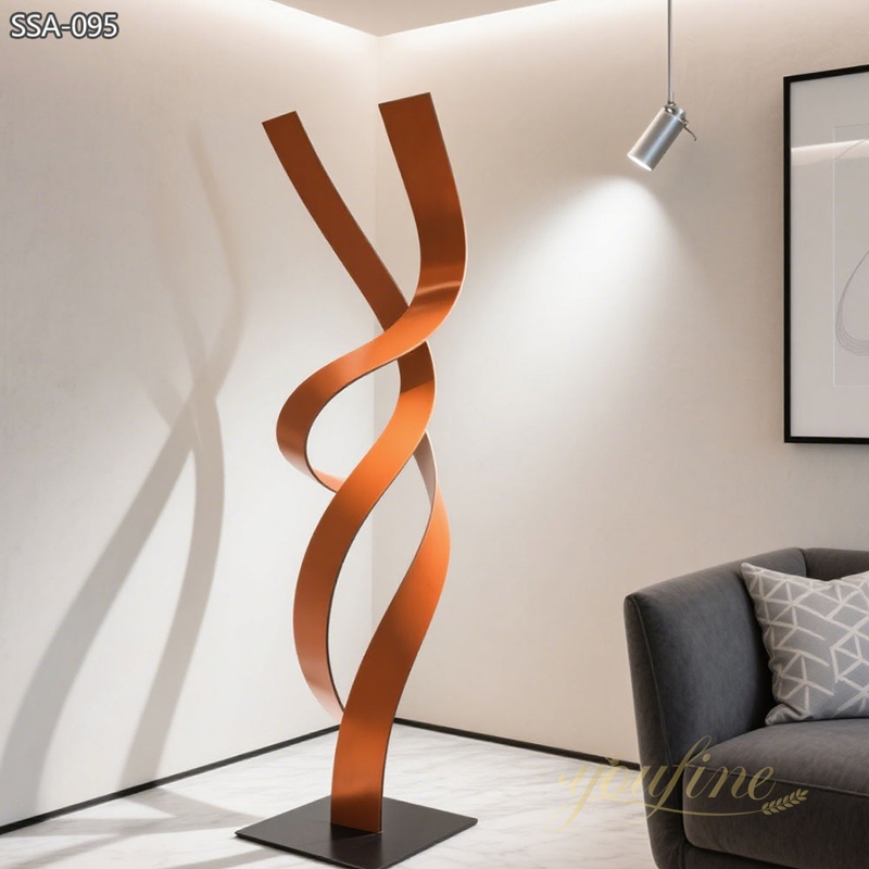 abstract organge Modern Floor Standing Metal Sculptures