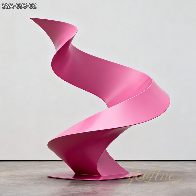 Custom Modern Abstract Stainless Steel Pink Sculpture SSA-096 - Metal Abstract Sculpture - 2 large stainless steel Abstract Pink Sculpture
