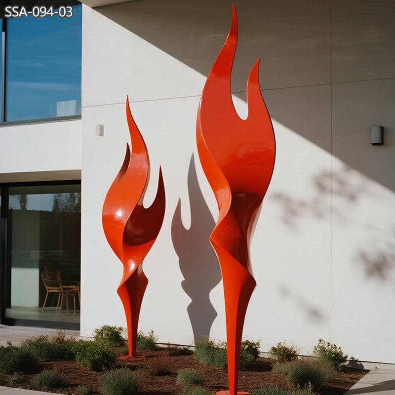 Modern Metal Red Outdoor Sculptures for Villa Garden - Garden Metal Sculpture - 3