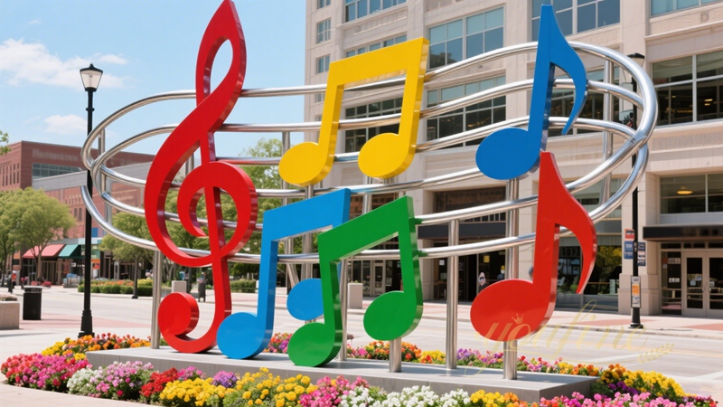large stainless steel colorful music note sculpture (2)