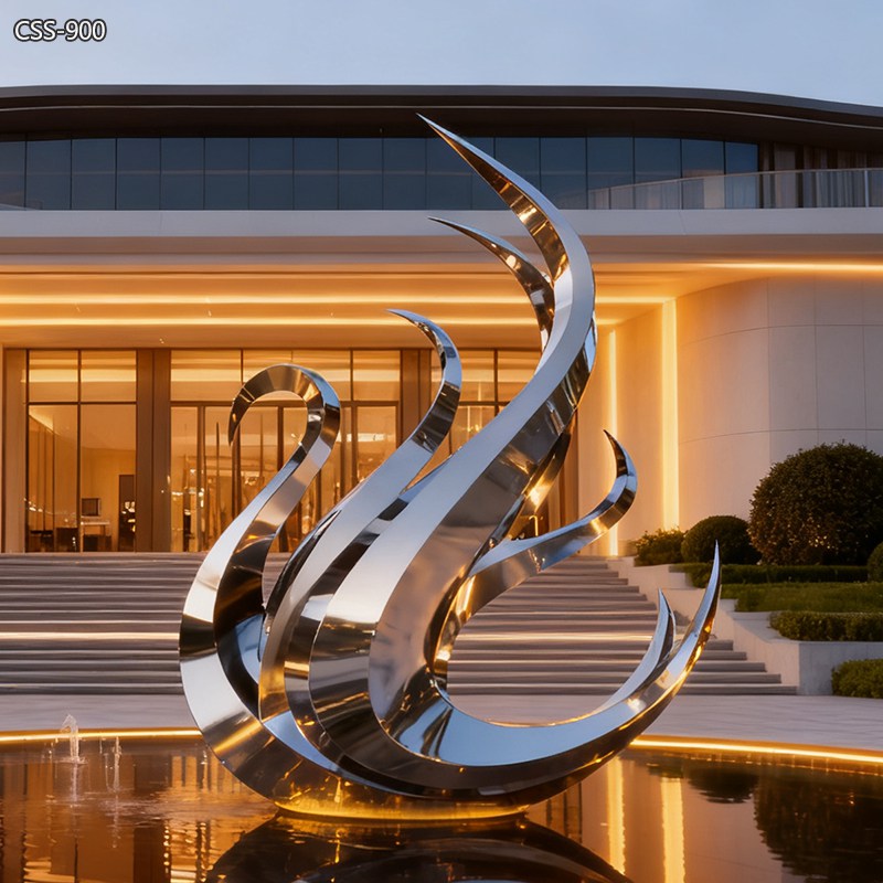 Modern Large Metal Abstract Swan Sculpture for Outdoor CSS-900 - Mirror Stainless Steel Sculpture - 1