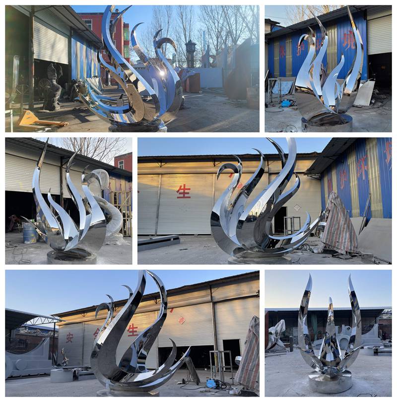 Modern Large Metal Abstract Swan Sculpture for Outdoor CSS-900 - Mirror Stainless Steel Sculpture - 4