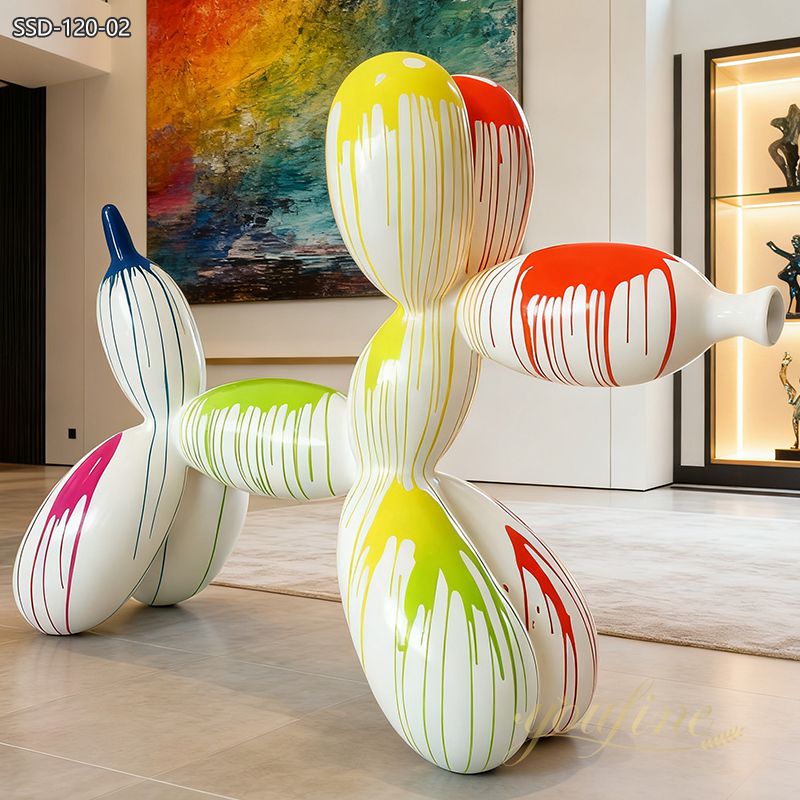 Modern Art White Balloon Dog Sculpture SSD-120 - Balloon Sculpture - 4 colored art in white balloon dog sculpture