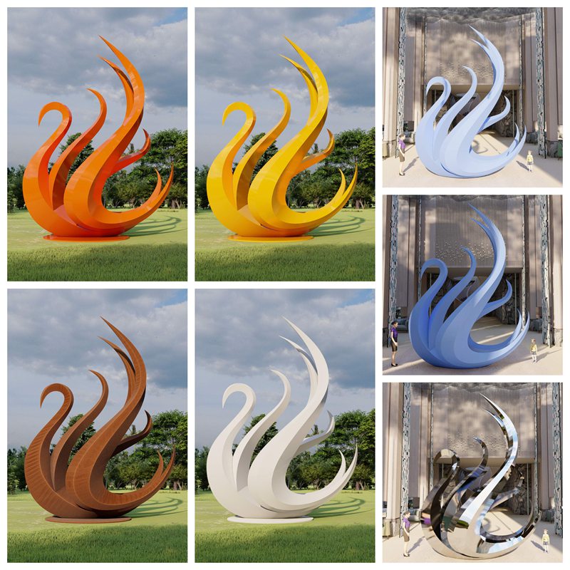 Modern Large Metal Abstract Swan Sculpture for Outdoor CSS-900 - Mirror Stainless Steel Sculpture - 2