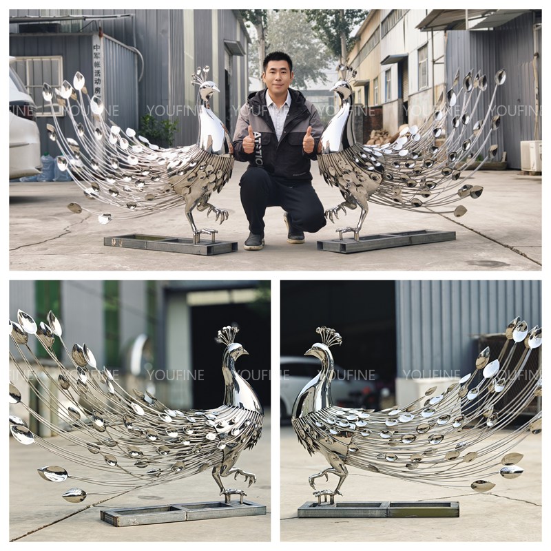 Custom Stainless Steel Peacock Sculpture - Metal Animal Sculpture - 5 youfine high quality Stainless Steel Peacock Sculpture