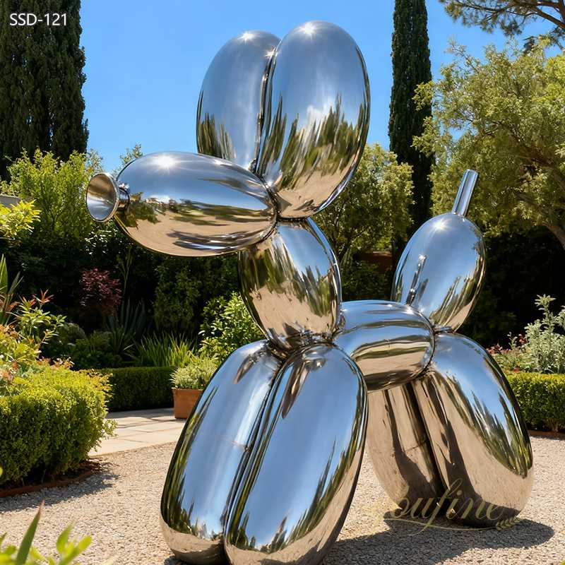 Stainless Steel Silver Balloon Dog Sculpture SSD-121 - Balloon Sculpture - 3 garden stainless steel sliver balloon dog sculpture