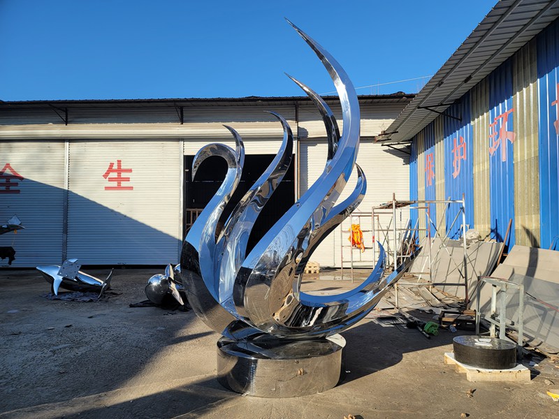 Modern Large Metal Abstract Swan Sculpture for Outdoor CSS-900 - Mirror Stainless Steel Sculpture - 5