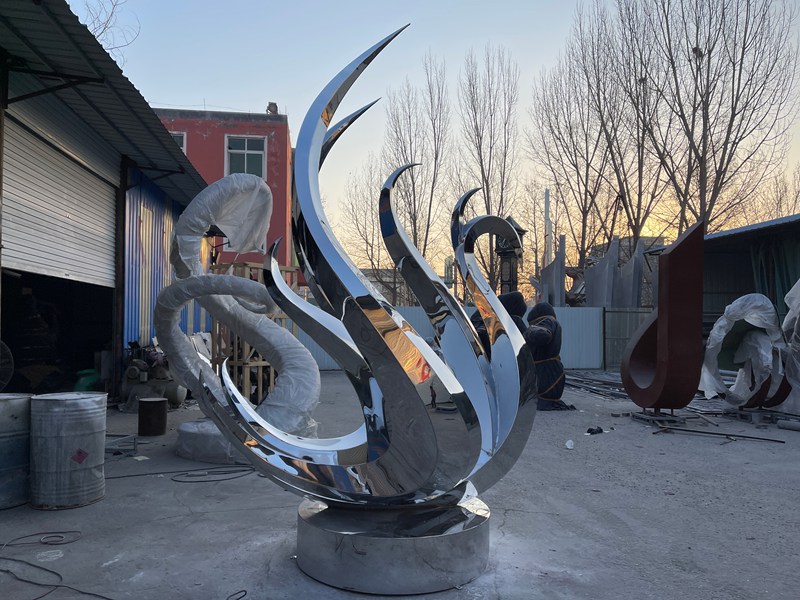 Modern Large Metal Abstract Swan Sculpture for Outdoor CSS-900 - Mirror Stainless Steel Sculpture - 3