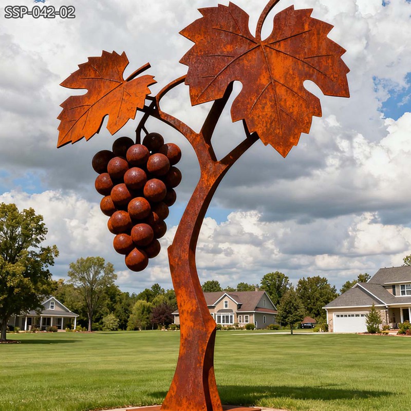 Corten Steel Grape Tree Sculpture for Outdoor SSP-042 - Metal Plant Sculpture - 2