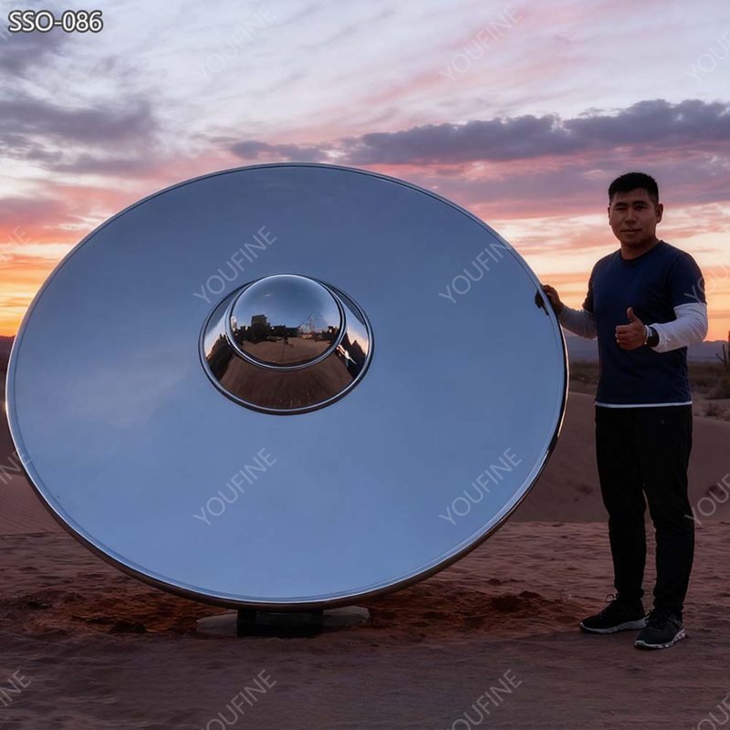 Stainless Steel Polished Mirror Finish UFO Sculpture SSO-086 - Square Sculpture - 3 Stainless Steel UFO Sculpture