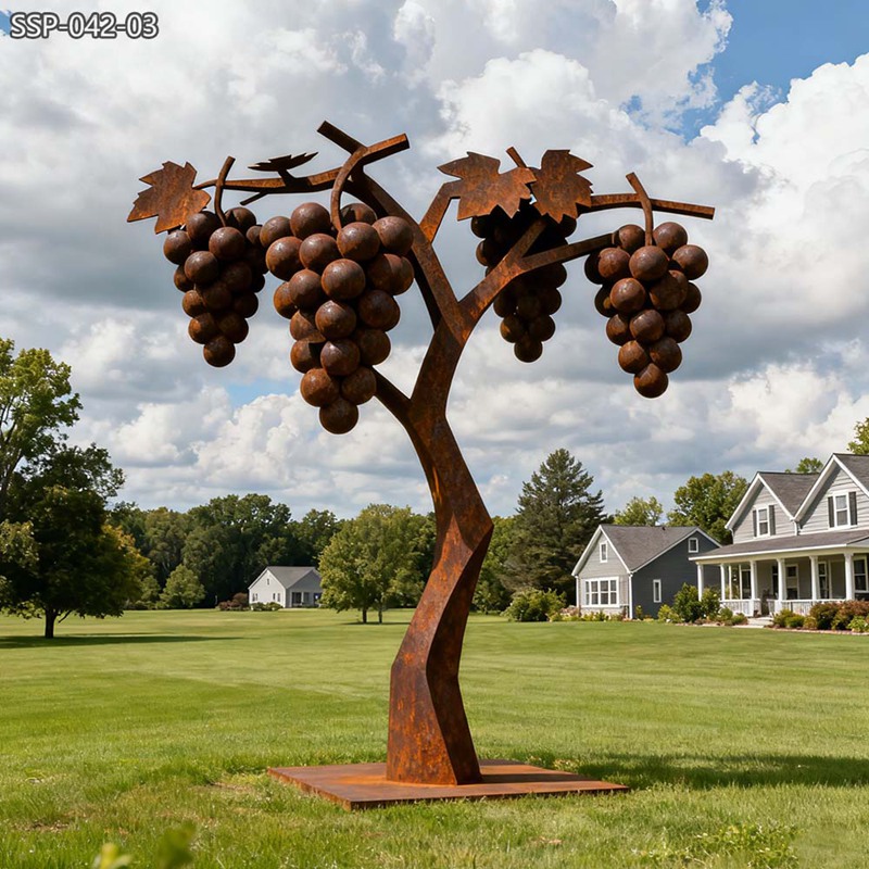 Corten Steel Grape Tree Sculpture for Outdoor SSP-042 - Metal Plant Sculpture - 3