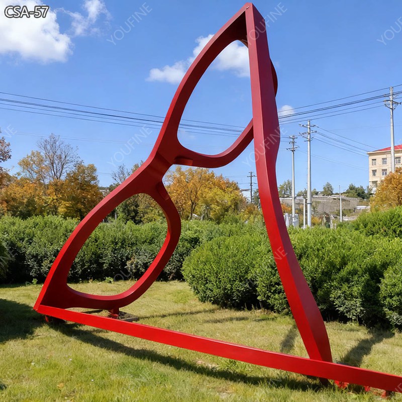 Large Painted Red Metal Art Eyeglasses Sculpture CSA-57 - Painted Metal Sculpture - 2 Large Painted Red Metal Art Eyeglasses Sculpture