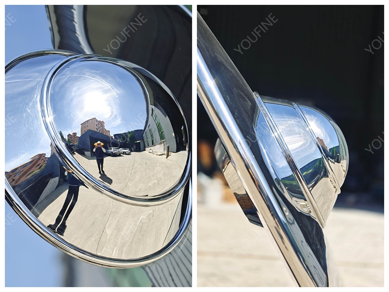 Stainless Steel Polished Mirror Finish UFO Sculpture SSO-086 - Square Sculpture - 5 Stainless Steel UFO Sculpture